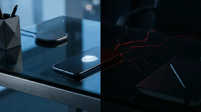 Gros plan sur le visage d'une personne scanné par un système de reconnaissance faciale numérique sur smartphone.