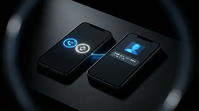 Un smartphone posé sur un bureau moderne avec une icône de bouclier lumineuse sur l'écran, illustrant le concept de cybersécurité et de protection des données mobiles.